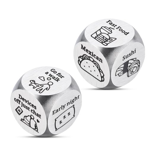 Him Her Anniversary Presents Couples 10th Tin Anniversary Wedding Gifts for Her Him Christmas Valentines Day Gifts Boyfriend Funny Date Night Ideas Gifts Food Decision Dice Stocking Stuffers for Adult