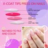 AddFavor French Tips Press on Nails Medium Square Fake Nails, 120pcs White French Nails Press on Long Square Matte Nude Acrylic Nails Artificial False Glue Nails with Adhesive Tabs for Women