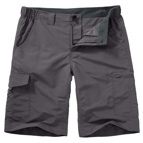 Hiking Shorts for Men Cargo Casual Quick Dry Lightweight Stretch Waist Outdoor Fishing Travel Shorts (6228 Grey 32)