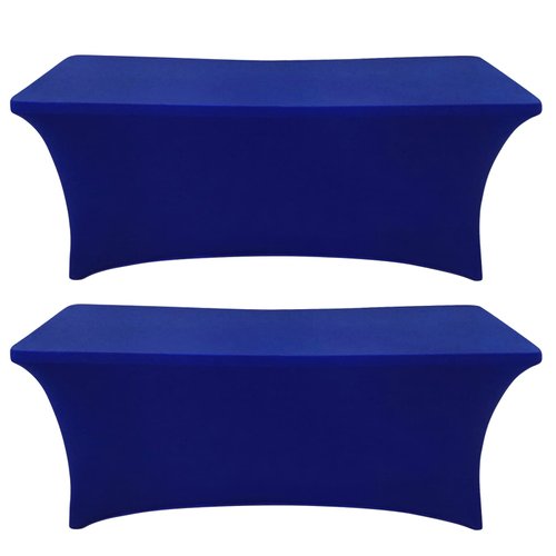 SEPARO 2 Pack 6 Ft Royal Blue Table Cover Fitted Rectangular Tablecloth Stretchable Fabric Lycra Table Cloth 6 ft Wrinkle-Free for Party Tradeshows Banquet Weddings Cocktail