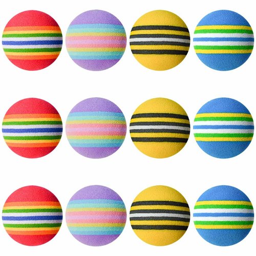 12 Pack Foam Cat Toy Balls Cat Foam Soccer Ball Pet Foam Ball Soft Cats Toys Sponge Balls Colorful Quiet Eva Interactive Toy Ball for Kitten Dog Puppy Indoor Activity Play Chase Training Chewing