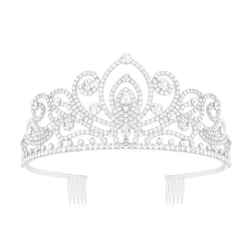 Ondder Silver Tiara Crown Crystal Tiaras and Crowns for Women Princess Fairy Bride Tiara Queen Crown Quinceanera Bridal Crowns Tiaras for Halloween Prom Pageant Wedding Anniversary Birthday Party