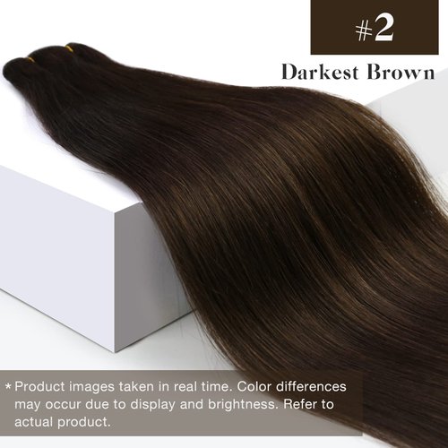 Sunny Hair Extensions Real Human Hair Weft Brown Sew in Weft Hair Extensions Human Hair Darkest Brown Human Hair Wefts Natural Hair Extensions Sew in Real Human Hair Premium Hair Extensions 100G 20in