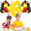 Red Black Yellow Number 6 Balloon Kit for Kids Party, 6 Balloon Cartoon Birthday Party Decorations, 6 Balloon Number for Kids Cartoon Birthday Party Decorations Supplies