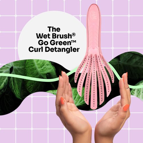 Wet Brush Go Green Curl Detangler Hair Brush-Pale Pink-Ultra-Soft IntelliFlex Detangling Bristles Glide Through Tangles with Ease - Great For Curly Hair - No Split Ends & Pain-Free for Wet or Dry Hair