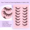 Lashes Wispy Cat Eyelashes Natural Look 15MM Cat Eye Lashes 3D Volume False Lashes with 0.1MM Thin Band C Curl Strip Lashes Pack Fake Eyelashes Wedding Lashes 7 Pair EVENTILL