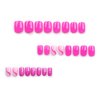 Hot Pink Press on Nails Short Square Fake Nails Full Cover False Nails with Design Bling Glitter Swirl Glossy Glue on Nails Shiny Acrylic Stick on Nails Reusable Artificial Nails for Women Manicure