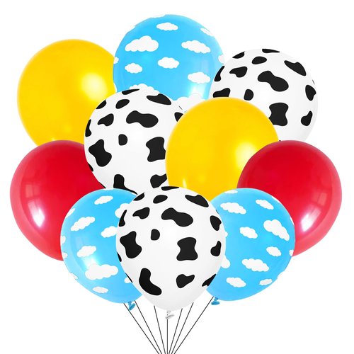 Cartoon Balloons Birthday Party Supplies Party Decorations Cow Print Sky Blue Cloud Balloons Arch Garland Kit for Kids Boys Girls Farm Themed Party Decor Favor