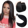 Tape in Hair Extensions Human Hair Yaki Straight Hair Extensions Real Human Hair Tape in Natural Black Short 12 Inch Yaki Tape in Extensions Invisible Tape ins Remy Hair Extensions