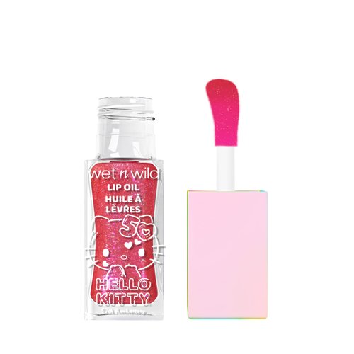 wet n wild Hello Kitty Glitter Lip Oil, New 10 Oil Infused Formula, Warm Apple Pie Lightly Scented, Sparkly Bold Colors, Cruelty-Free & Vegan - Purrfect