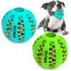 Idepet Dog Toy Ball, Nontoxic Bite Resistant Toy Ball for Pet Dogs Puppy Cat, Dog Pet Food Treat Feeder Chew Tooth Cleaning Ball Exercise Game IQ Training Ball(2 Pack-Blue&Green)