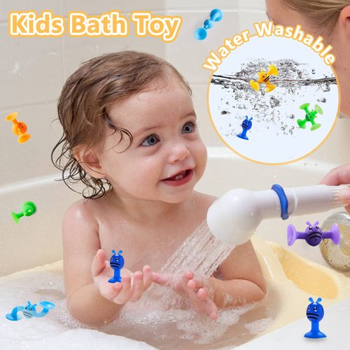Suction Cup Toy for Baby Age 3, Suction Toys 40PCS Kids Bath Toys Ages 4-8, Toddler Window Shower Bathtub Building Toys, Montessori Sensory Stress Release Gifts for 6-8 Years Old Boys Girls