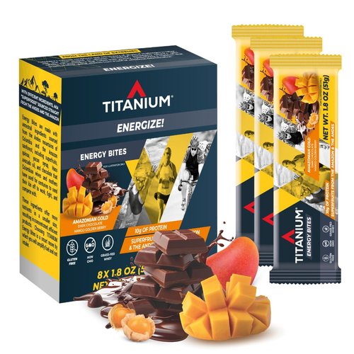 TITANIUM Protein Energy Bars - Fruit Bars with Dried Superfruits, Quinoa, 10g Of Protein, Chocolate Chip - Alternative To Cliff Bars - Snack Bars, Healthy Food - Camping Snacks, Hiking Food - Healthy Snacks For Breakfast - Gluten Free, Non GMO, 8 Ct