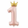 40-Inch Pink Princess Number 1 Balloons & Gold One Birthday Banner, 1st Birthday Balloons for Girls, 1st Birthday Party Decorations Supplies, One Banner for High Chair. (Gold princess)