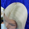 FINMOO Platinum Blonde Bob Wigs Human Hair Pre Plucked #60 Straight Bob Human Hair Wig 13x4 HD Transparent Lace Frontal Wig Glueless Blonde Lace Front Wigs for Women 12 Inch 180 Density