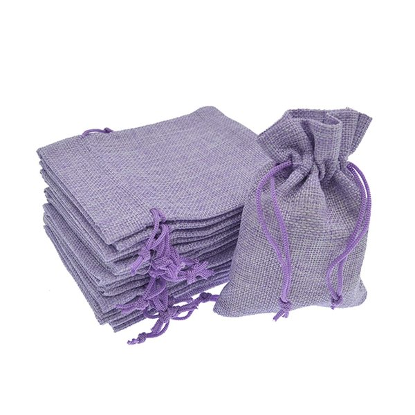 Bezall 20Pcs Burlap Bags with Drawstring 2.7 x 3.5 inch, Linen Small Party Favor Gift Bags Jewelry Pouches Sachet Sacks for Wedding, DIY Craft (Light Purple)