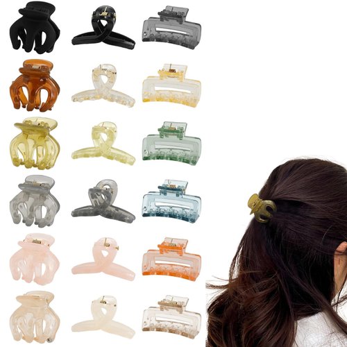 LYDZTION 18PCS Jelly Color Claw Hair Clips - Rectangle Jaw Clips for Strong Hold on Thin Hair, Macaron Clear Styling Accessories for Women and Girls