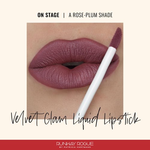 Runway Rogue Velvet Glam Liquid Lipstick, Almost-Matte Rose-Plum Lipstick, ‘On Stage’