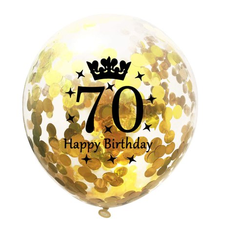 SHUNTAI 70th Birthday Balloons Black and Gold 70th Birthday Decorations for Men Women Latex Confetti Printed Number Balloon 70 Year Old Theme Happy Birthday Party Decor Supplies 15 Pack 12 Inch