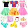 Meland Princess Dress Up - Dress Up Clothes for Girls with Princess Toys, Christmas Birthday Gift for Girls Age 3-8 Year Old (3 Princess with Shoes)