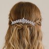 Missgrace Boho Simple Bride Wedding Prom Sparkling Zircon Side Hair Comb Crystal Rhinestones Flower Hair Comb Clips Bridal Hair Accessories Hair Piece for Women and Girls
