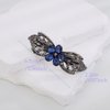 Kercisbeauty Blue Crystal Beads Flower Silver Leaves Hair Clasp Vintage Hair Barrettes for Women Girls Wedding Jewelry for Thin Hair (Flower)
