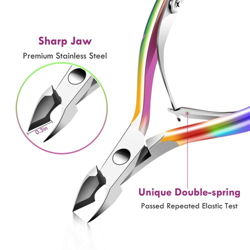 Cuticle Trimmer Cuticle Remover with Cuticle Pusher, XUNXMAS Professional Stainless Steel Durable Pedicure Manicure Tools Cutter Nipper Scissor Clipper for Fingernails and Toenails Dead Skin