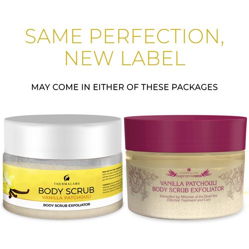 Salt & Oil Based Body Scrub Exfoliator Vanilla Patchouli: Get a Soft Skin With a Divine Scent! Organic & Natural Deep Cleanse, Use Before Self Tanning, Treat Acne, Wrinkles, Ingrown Hair, Blackheads