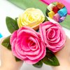 65pcs Crepe Paper Flower DIY Kits, 14 Rolls Rainbow Colors Crepe Paper Rolls 8ft Long 10 Inch Wide, 50 Pcs Green Floral Iron Wire and 1 Roll Green Tape for Birthday Party Wedding Festival Ornament