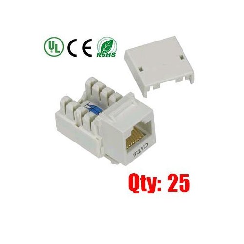 iMBAPrice (Pack of 25 White Cat6 Punch Down RJ45 Keystone Jack