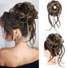 HOOJIH Messy Bun Hair Piece, Super Long Tousled Updo Hair Bun Extensions Wavy Hair Wrap Ponytail Hairpieces Hair Scrunchies with Elastic Hair Band HB007 Grace - Chocolate Brown Ash Blonde Highlights