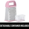 Gorilla Grip Professional 100% BPA Free 4-Sided Cheese Grater, Stainless Steel XL Box Graters with Ergonomic Handle, Parmesan Shredder, Ginger Carrot Slicer, Dishwasher Safe, Includes Container, Pink