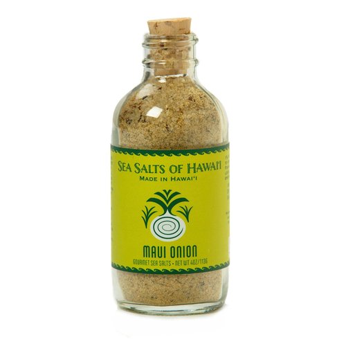 Sea Salts of Hawaii Maui Onion Flavored Hawaiian Sea Salt, 4 Ounce Bottle - Made in Hawaii
