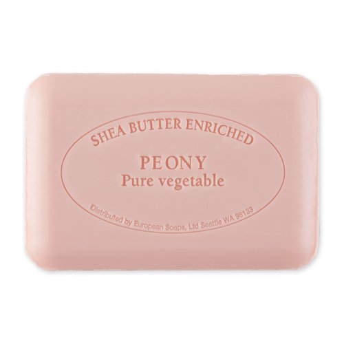 Pre de Provence Artisanal Soap Bar, Enriched with Organic Shea Butter, Natural French Skincare, Quad Milled for Rich Smooth Lather, Peony, 8.8 Ounce