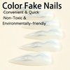 24 Pcs Stiletto Press on Nails Halloween Fake Nails White Long Nails Silver Flame Designs False Nails Glossy Full Cover Stick on Nails for Women and Girls Halloween Nails