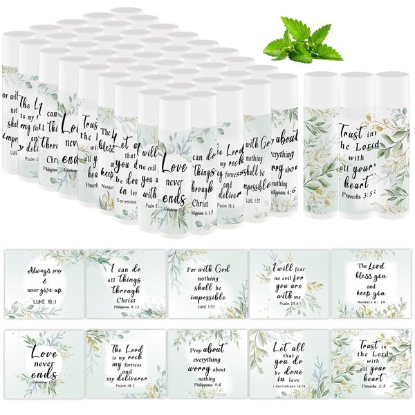50 Pcs Lip Balm Bulk Christian Gift for Women Favors Faith Religious Bible Verse Lip Balm Inspirational Gift Employee Appreciation Gifts for Women Men Staff Coworkers Teacher