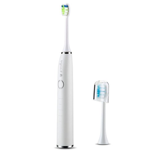 mozeeda Sonic Electric Toothbrush,USB Rechargeable Toothbrushes,5 Modes with Timer, Sensitive Gum Care for Adults with Soft Bristles,1 Replacement Heads,IPX8 Waterproof (White)