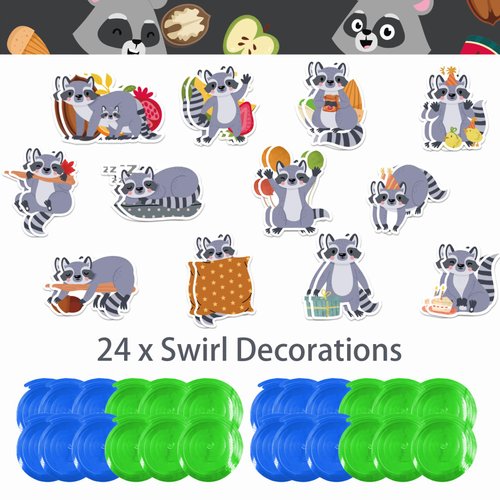 24 Pieces Raccoon Hanging Swirls Raccoon Streamers Raccoon Hanging Decorations Ceiling Swirls for Raccoon Birthday Party Decorations Party Supplies Baby Showers Decorations