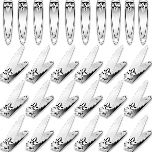 Mudder 28 Pcs Fingernail Nail Clippers Bulk Toenail Clippers Stainless Steel Thick Nail Cutter Set Portable Sturdy Nail Clippers for Men and Women(Simple Style)