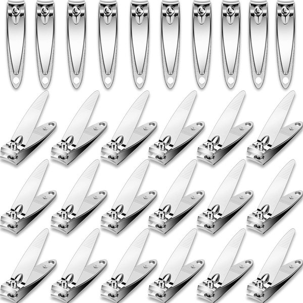 Mudder 28 Pcs Fingernail Nail Clippers Bulk Toenail Clippers Stainless Steel Thick Nail Cutter Set Portable Sturdy Nail Clippers for Men and Women(Simple Style)