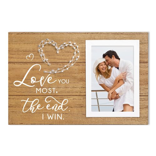 ELEGANTPARK Romantic Picture Frame Couple Engagement Wedding Gifts for Engaged Valentines Day Gifts for Boyfriend Girlfriend Love Picture Frame Love You Most, The End I Win 4x6 Photo Frame