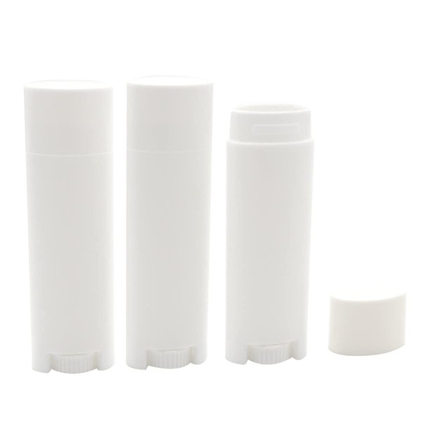 Ewanda store 5ml Oval Lip Balm Tubes,100PCS Plastic White Empty Oval Oval Deodorant Containers Lip Gloss Container Holder With Caps