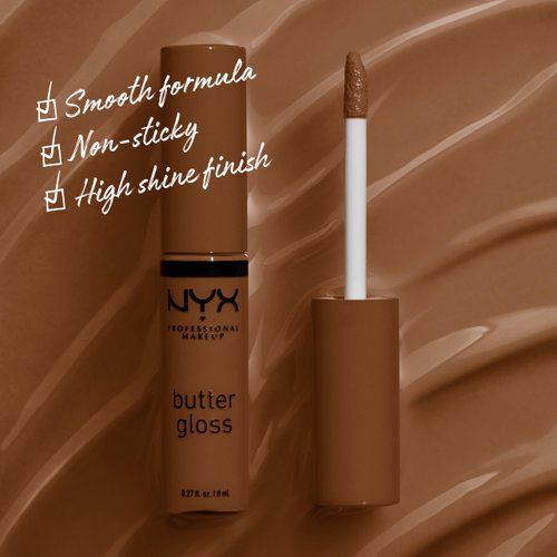 NYX PROFESSIONAL MAKEUP Butter Gloss Brown Sugar, Non-Sticky Lip Gloss - Caramelt (Medium Brown)