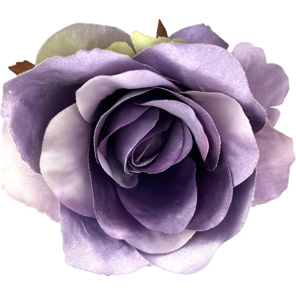 4 1/2 inch Shiny Lavender Rose Poly Silk Flower Hair Clip