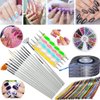 JOYJULY Nail Art Kit includes 30 Striping tape & 4Pcs Striping Roller Box & 12 Colors Rhinestones & 5pcs Dotting Pen & 15pcs Brush Set