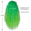 Unisex Women 80cm Long Curly Dark Brown Hair Halloween Cosplay Costume Wig for Girl (Gradient Green)