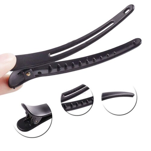 12PCS Matte Black Plastic Metal Alligator Hair Clips Professional Hairdressing Salon Hair Barrettes Duck Bill Teeth Non Slip Clips for Hair Styling and Sectioning (Length -3in)