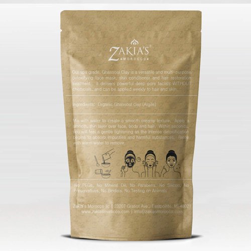 Moroccan Ghassoul Clay Mask - Organic Natural Facial Mask and Skin Care Treatment - Anti-aging Mud Mask Heals Dry & Oily Skin, Acne, Eczema & Psoriasis - 8 Oz