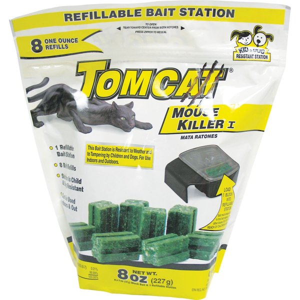 Motomco 008-22778 kzbci 198850 Tomcat Mouse Killer I Refillable Bait Station, 8 oz, Brown/A