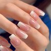 ArtiClaws Tiptrendz Press On Nails Short Coffin Nude Pink Ombre 24 Pcs False Nails Acrylic Ballerina Artificial Nails Prep Kit